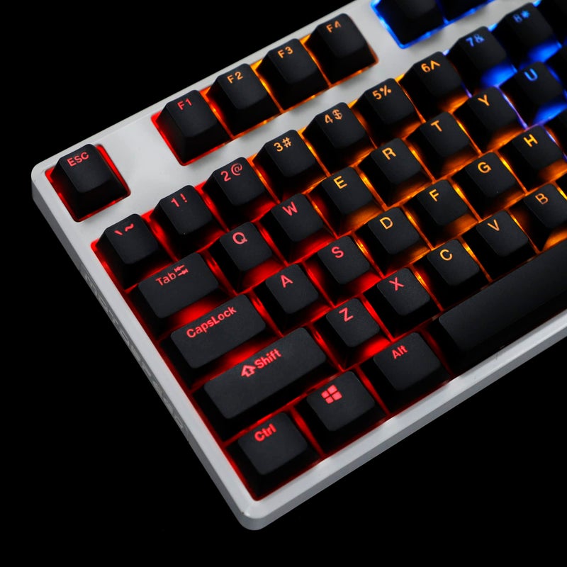 YMDK Black White Cherry Profile PBT Double Shot 104/108 ANSI ISO Top Print Shine Through Translucent Backlit Keycap Set for MX Mechanical Keyboard (Only Keycap, Black) - Image 1